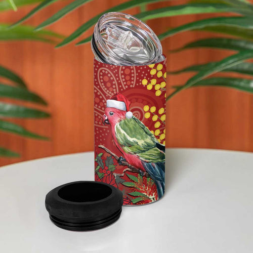 Merry Chrissie Australia King Parrots 4 in 1 Can Cooler Tumbler Aboriginal Art - Aussie Hoodie