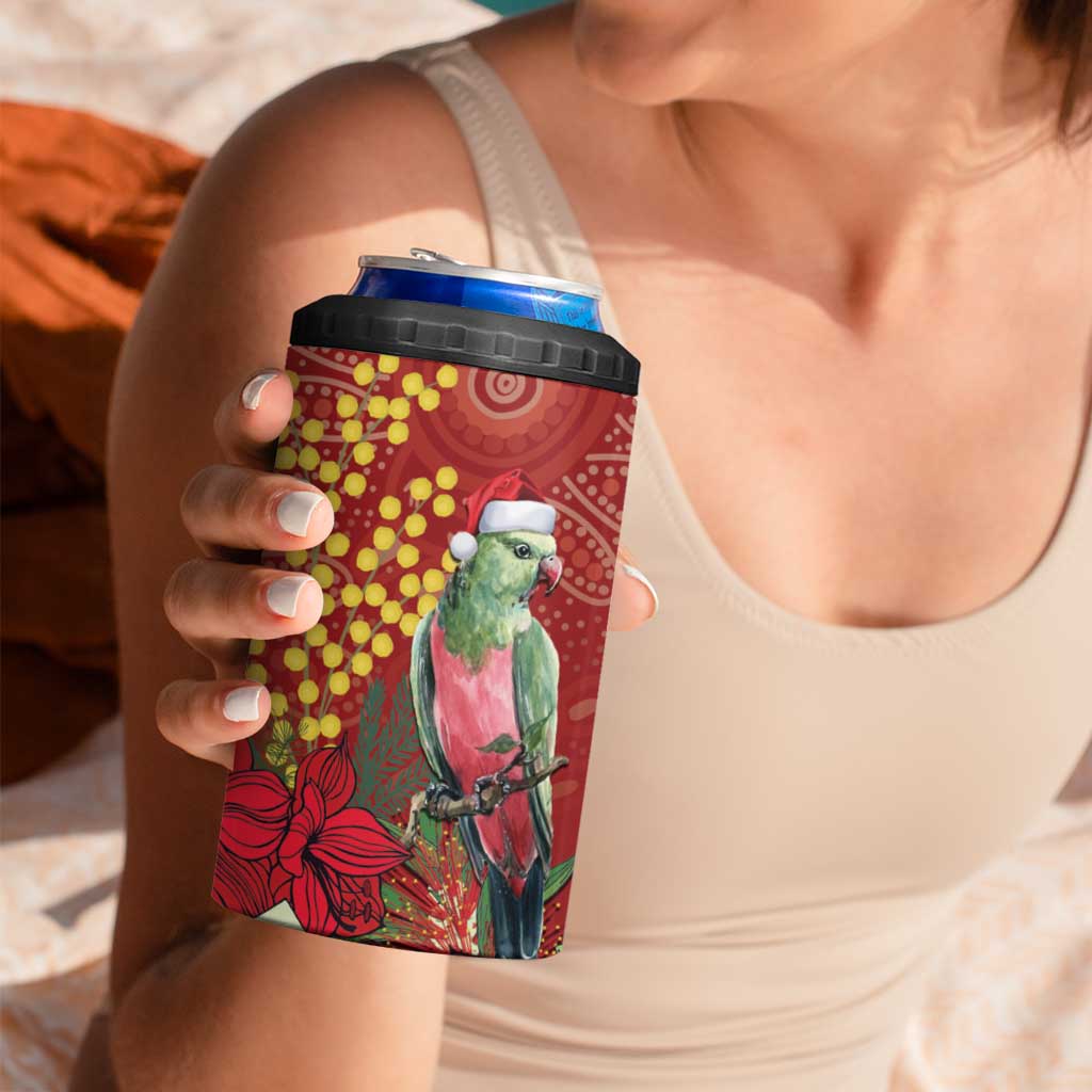 Merry Chrissie Australia King Parrots 4 in 1 Can Cooler Tumbler Aboriginal Art - Aussie Hoodie