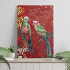Merry Chrissie Australia King Parrots Canvas Wall Art Aboriginal Art - Aussie Hoodie