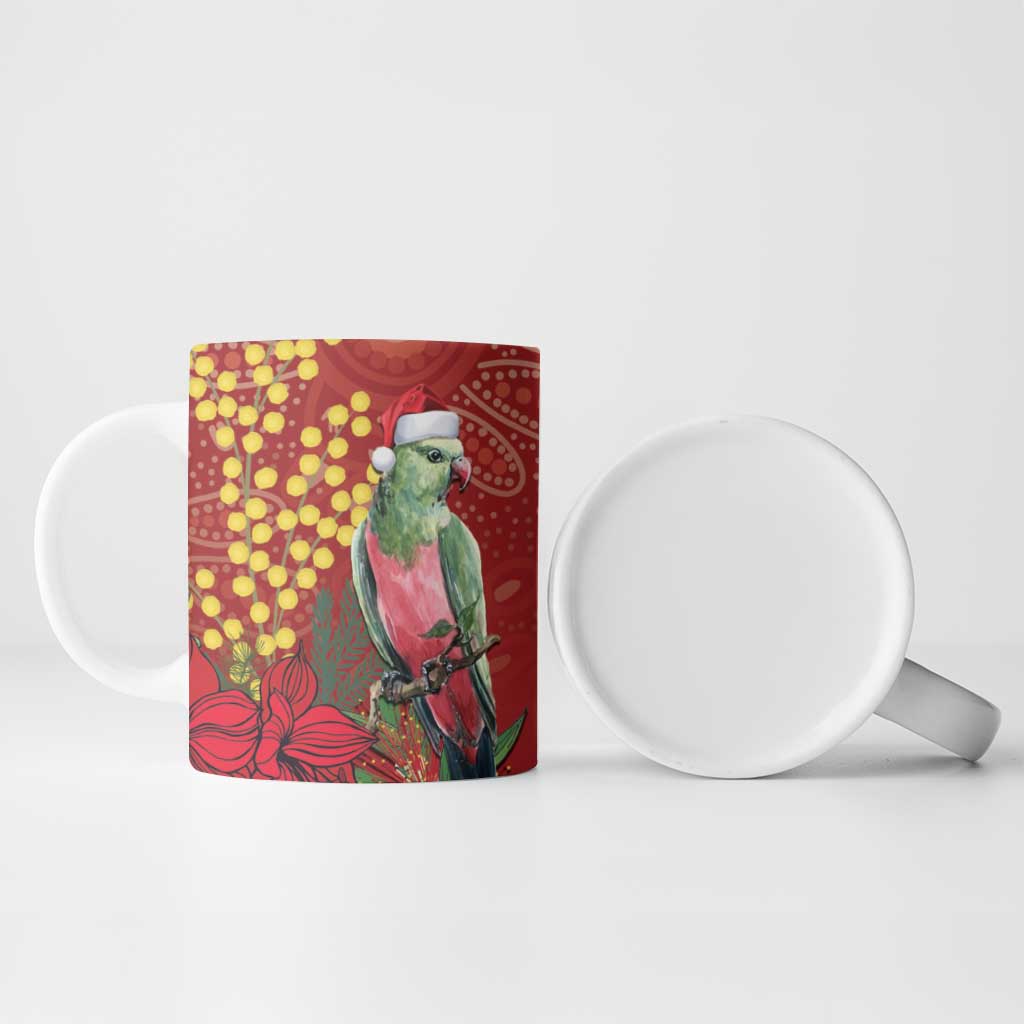 Merry Chrissie Australia King Parrots Ceramic Mug Aboriginal Art - Aussie Hoodie