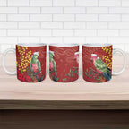 Merry Chrissie Australia King Parrots Ceramic Mug Aboriginal Art - Aussie Hoodie