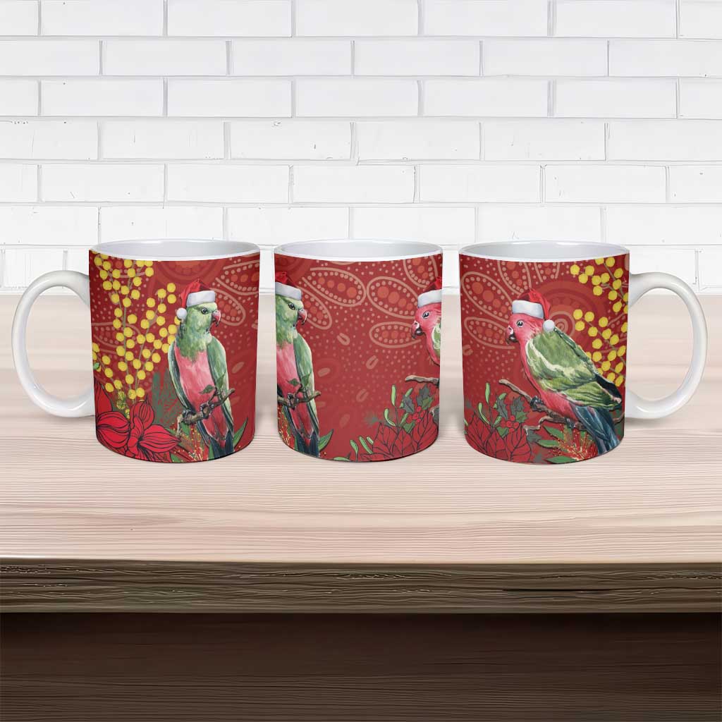 Merry Chrissie Australia King Parrots Ceramic Mug Aboriginal Art - Aussie Hoodie