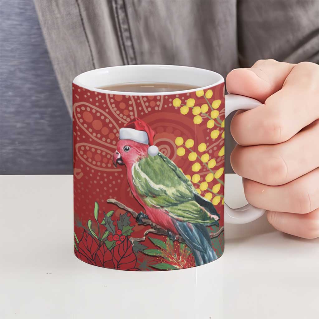 Merry Chrissie Australia King Parrots Ceramic Mug Aboriginal Art - Aussie Hoodie