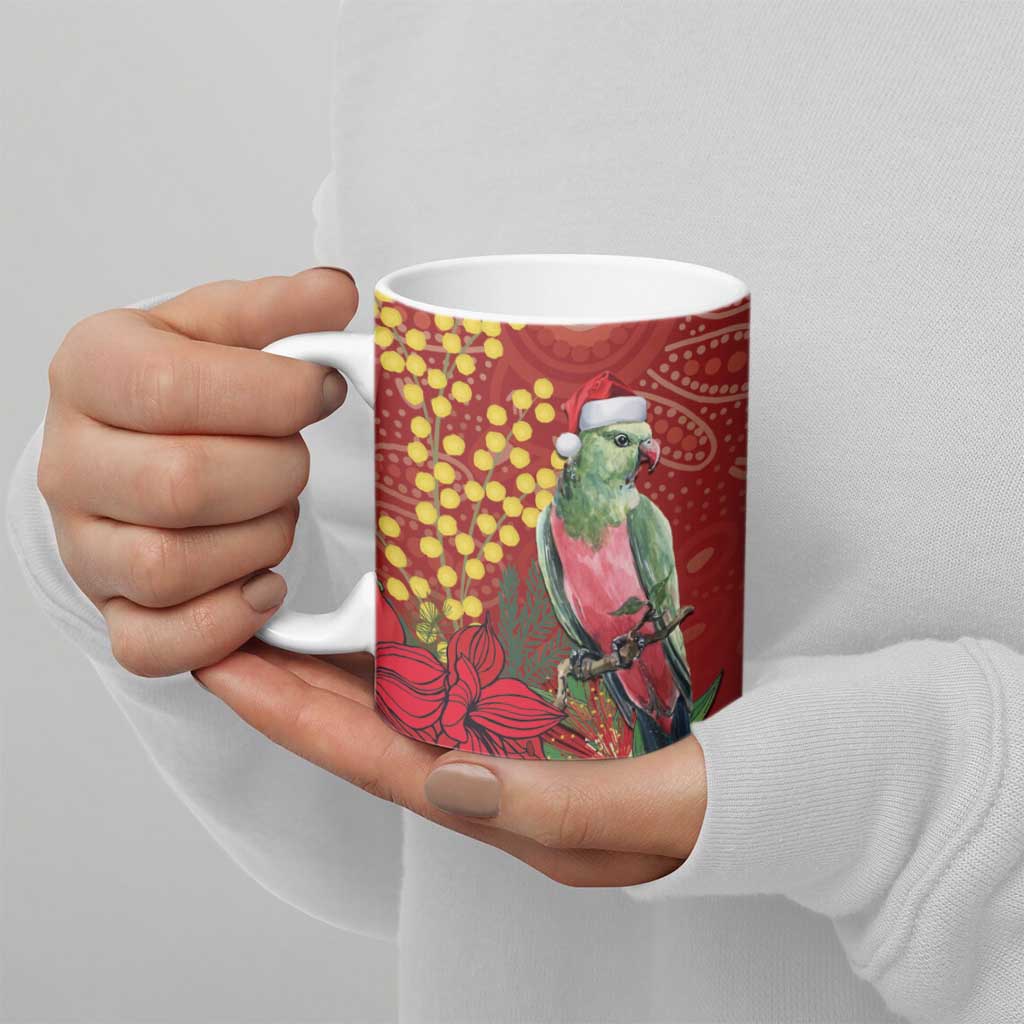 Merry Chrissie Australia King Parrots Ceramic Mug Aboriginal Art - Aussie Hoodie