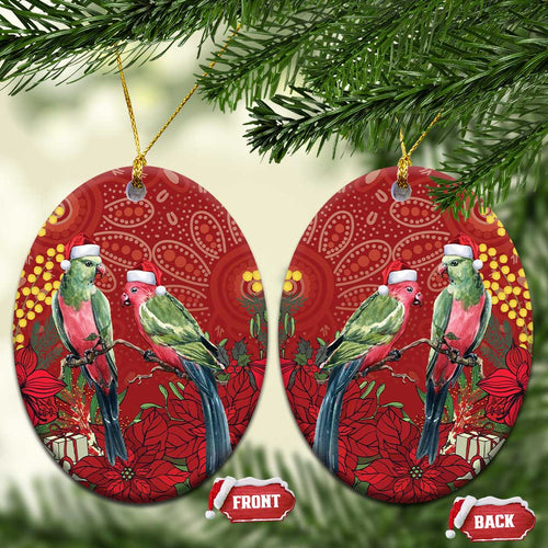 Merry Chrissie Australia King Parrots Ceramic Ornament Aboriginal Art - Aussie Hoodie