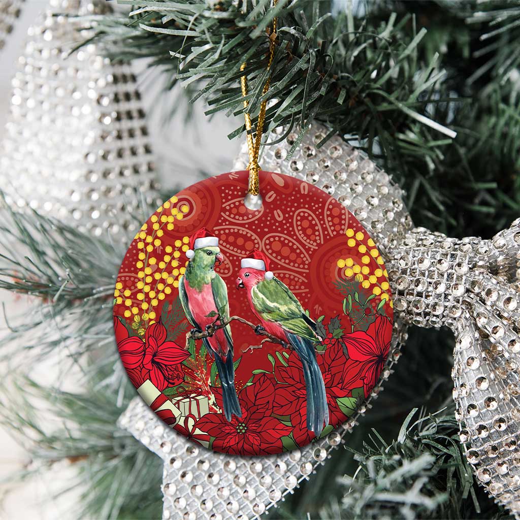 Merry Chrissie Australia King Parrots Ceramic Ornament Aboriginal Art - Aussie Hoodie