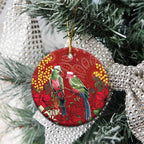Merry Chrissie Australia King Parrots Ceramic Ornament Aboriginal Art - Aussie Hoodie