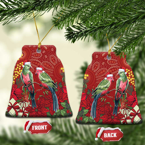 Merry Chrissie Australia King Parrots Ceramic Ornament Aboriginal Art - Aussie Hoodie