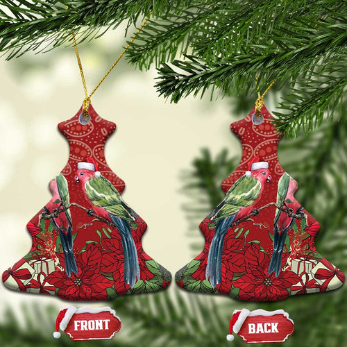 Merry Chrissie Australia King Parrots Ceramic Ornament Aboriginal Art - Aussie Hoodie
