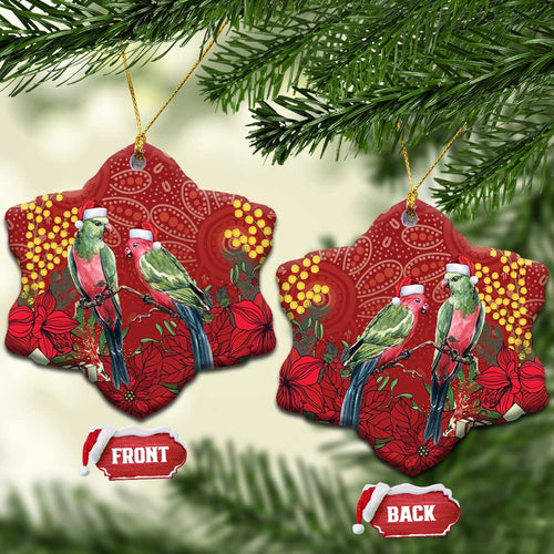 Merry Chrissie Australia King Parrots Ceramic Ornament Aboriginal Art - Aussie Hoodie