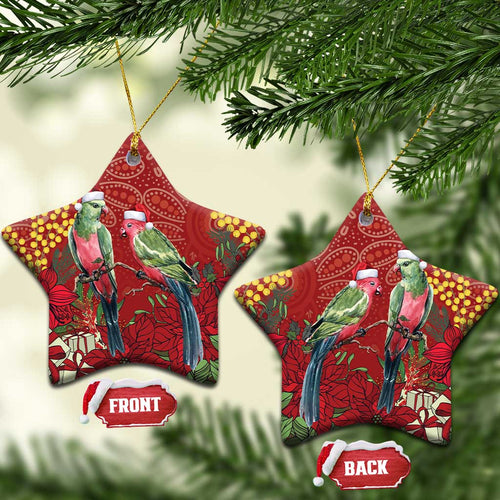 Merry Chrissie Australia King Parrots Ceramic Ornament Aboriginal Art - Aussie Hoodie
