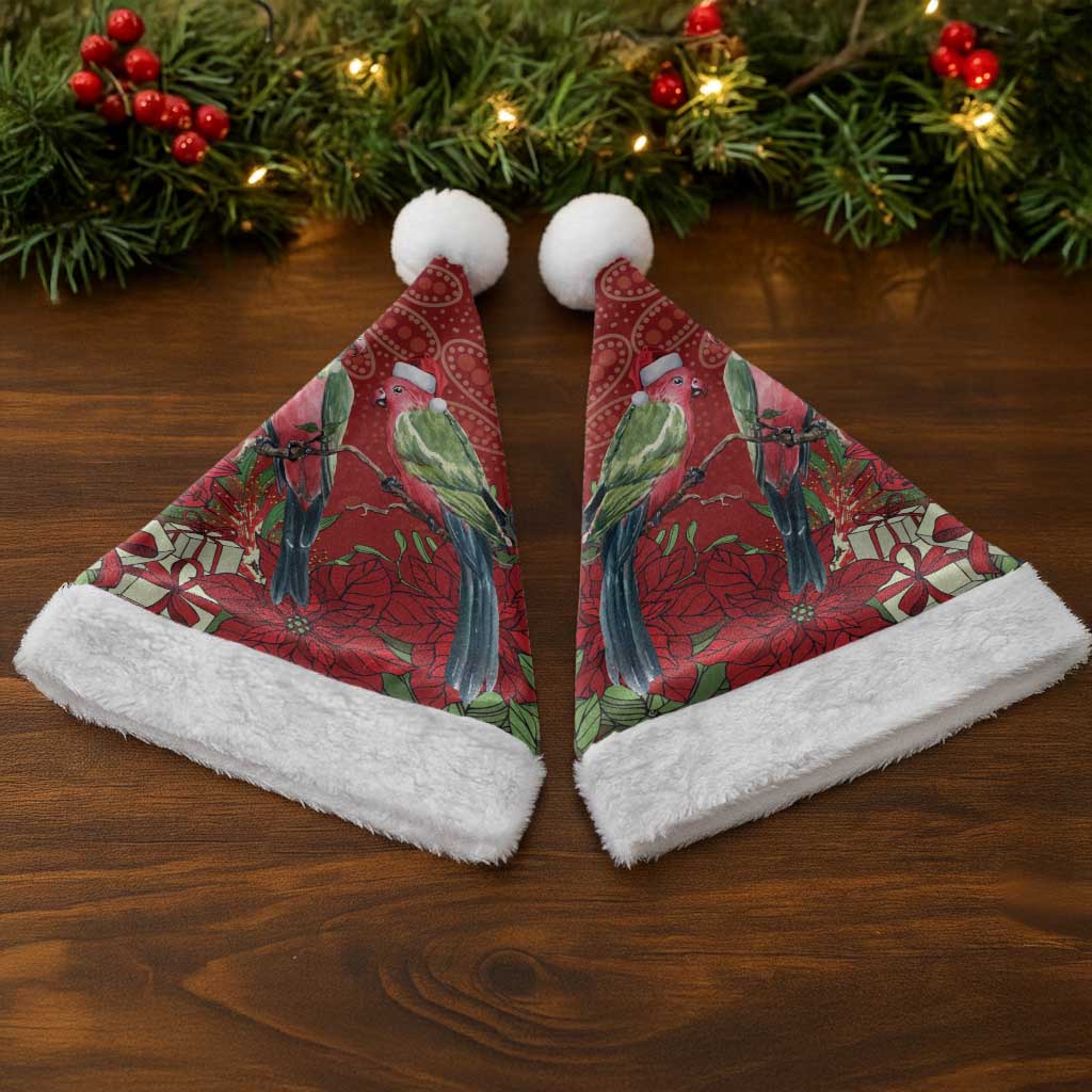Merry Chrissie Australia King Parrots Christmas Santa Hat Aboriginal Art - Aussie Hoodie