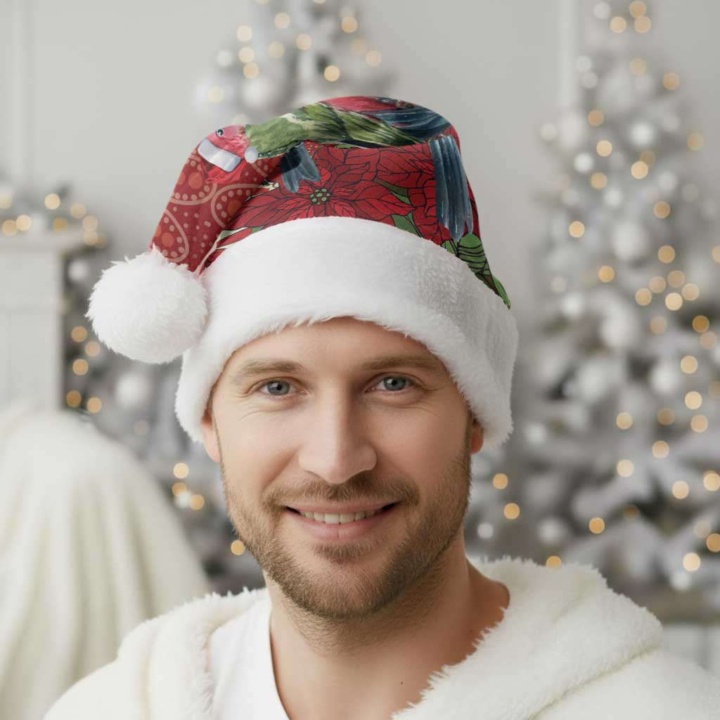 Merry Chrissie Australia King Parrots Christmas Santa Hat Aboriginal Art - Aussie Hoodie
