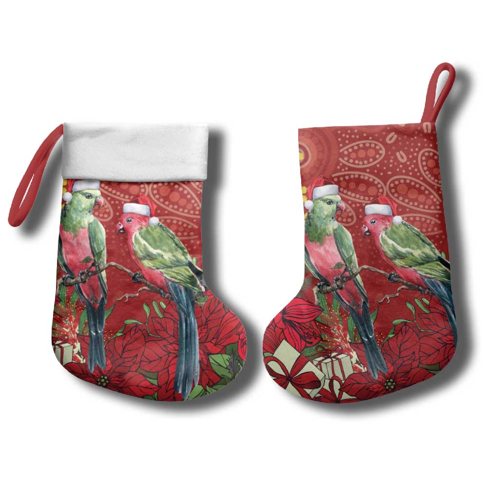 Merry Chrissie Australia King Parrots Christmas Stocking Aboriginal Art - Aussie Hoodie