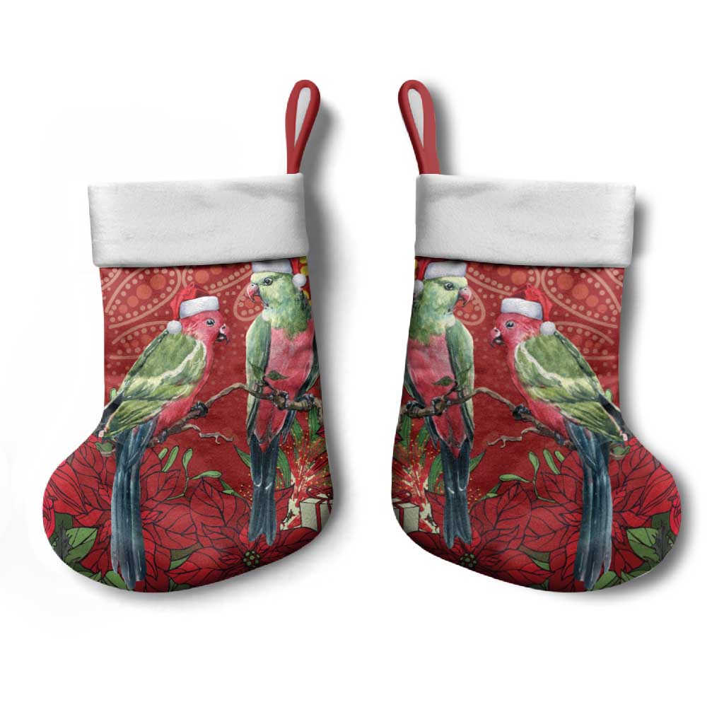 Merry Chrissie Australia King Parrots Christmas Stocking Aboriginal Art - Aussie Hoodie