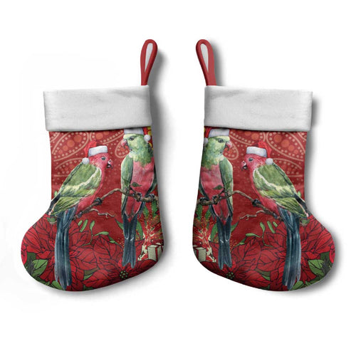 Merry Chrissie Australia King Parrots Christmas Stocking Aboriginal Art - Aussie Hoodie