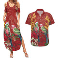 Merry Chrissie Australia King Parrots Couples Matching Summer Maxi Dress and Hawaiian Shirt Aboriginal Art - Aussie Hoodie