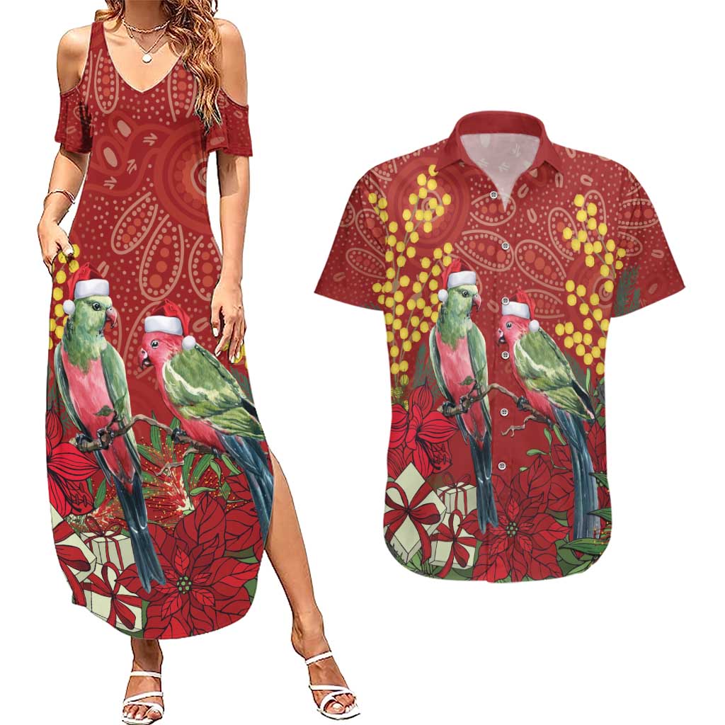 Merry Chrissie Australia King Parrots Couples Matching Summer Maxi Dress and Hawaiian Shirt Aboriginal Art - Aussie Hoodie