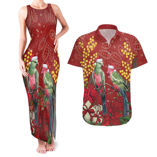 Merry Chrissie Australia King Parrots Couples Matching Tank Maxi Dress and Hawaiian Shirt Aboriginal Art - Aussie Hoodie