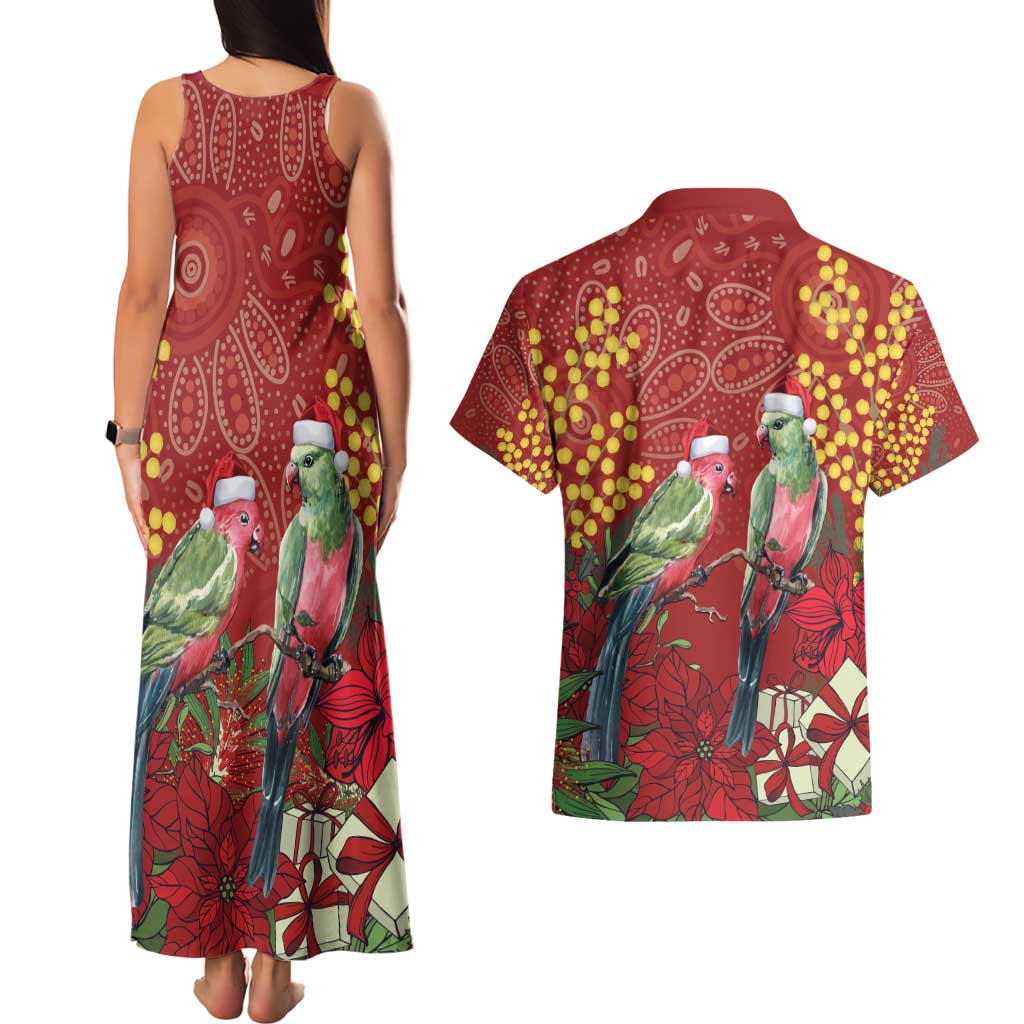 Merry Chrissie Australia King Parrots Couples Matching Tank Maxi Dress and Hawaiian Shirt Aboriginal Art - Aussie Hoodie