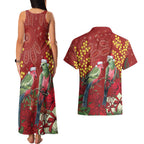 Merry Chrissie Australia King Parrots Couples Matching Tank Maxi Dress and Hawaiian Shirt Aboriginal Art - Aussie Hoodie
