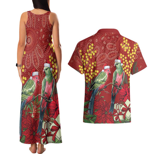Merry Chrissie Australia King Parrots Couples Matching Tank Maxi Dress and Hawaiian Shirt Aboriginal Art - Aussie Hoodie