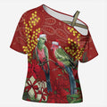 Merry Chrissie Australia King Parrots Cross Shoulder Shirt Aboriginal Art - Aussie Hoodie