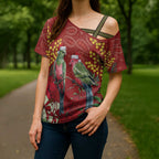 Merry Chrissie Australia King Parrots Cross Shoulder Shirt Aboriginal Art - Aussie Hoodie