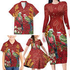 Merry Chrissie Australia King Parrots Family Matching Long Sleeve Bodycon Dress and Hawaiian Shirt Aboriginal Art - Aussie Hoodie
