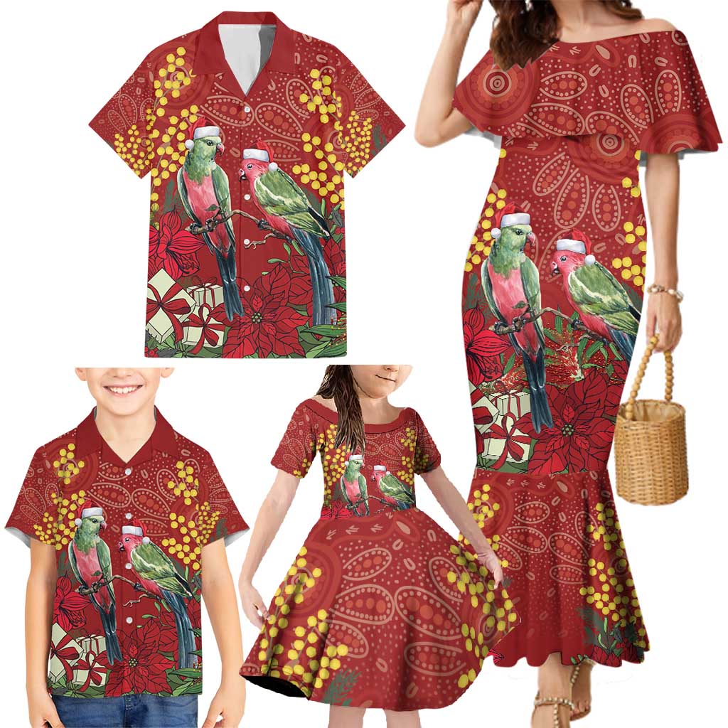 Merry Chrissie Australia King Parrots Family Matching Mermaid Dress and Hawaiian Shirt Aboriginal Art - Aussie Hoodie