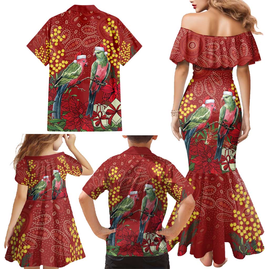 Merry Chrissie Australia King Parrots Family Matching Mermaid Dress and Hawaiian Shirt Aboriginal Art - Aussie Hoodie