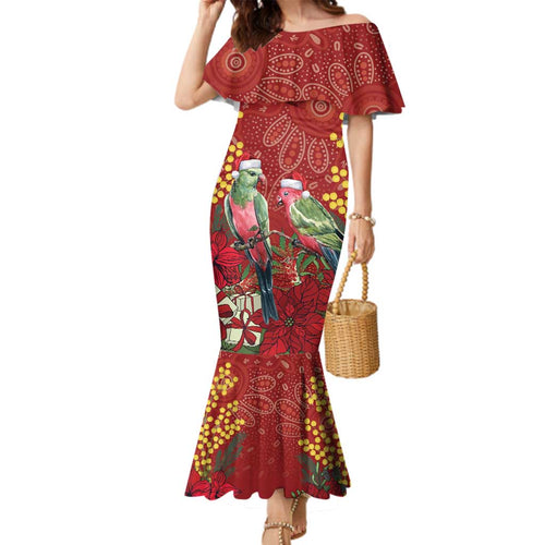 Merry Chrissie Australia King Parrots Family Matching Mermaid Dress and Hawaiian Shirt Aboriginal Art - Aussie Hoodie