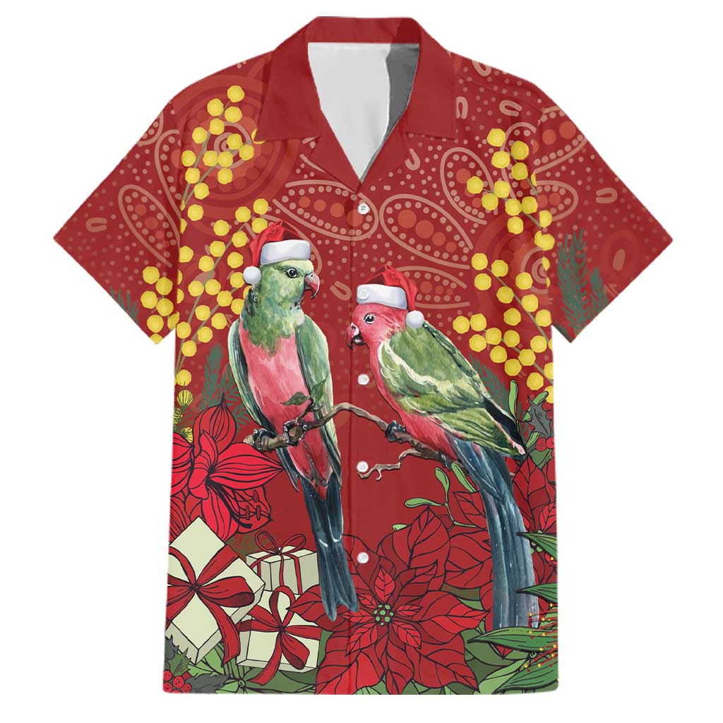 Merry Chrissie Australia King Parrots Family Matching Off The Shoulder Long Sleeve Dress and Hawaiian Shirt Aboriginal Art - Aussie Hoodie