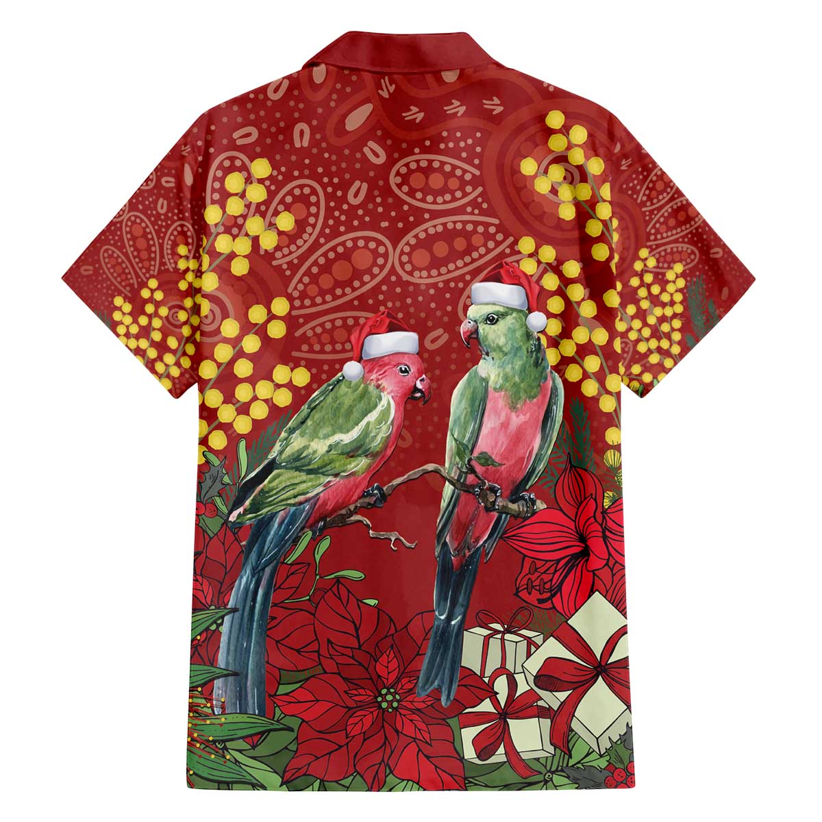 Merry Chrissie Australia King Parrots Family Matching Off The Shoulder Long Sleeve Dress and Hawaiian Shirt Aboriginal Art - Aussie Hoodie