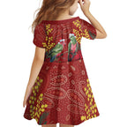 Merry Chrissie Australia King Parrots Family Matching Off Shoulder Maxi Dress and Hawaiian Shirt Aboriginal Art - Aussie Hoodie