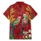 Merry Chrissie Australia King Parrots Family Matching Off Shoulder Maxi Dress and Hawaiian Shirt Aboriginal Art - Aussie Hoodie