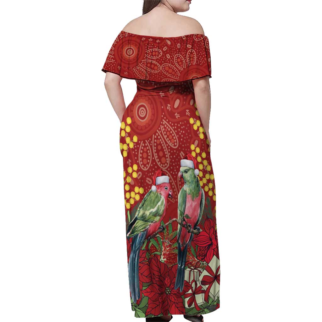 Merry Chrissie Australia King Parrots Family Matching Off Shoulder Maxi Dress and Hawaiian Shirt Aboriginal Art - Aussie Hoodie