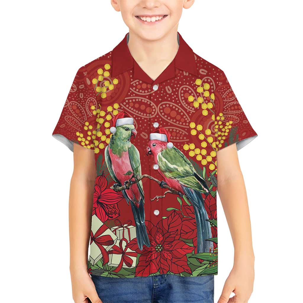 Merry Chrissie Australia King Parrots Family Matching Off Shoulder Maxi Dress and Hawaiian Shirt Aboriginal Art - Aussie Hoodie