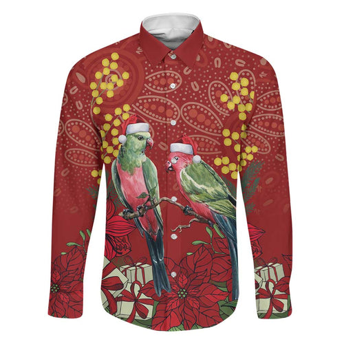 Merry Chrissie Australia King Parrots Family Matching Off Shoulder Short Dress and Hawaiian Shirt Aboriginal Art - Aussie Hoodie