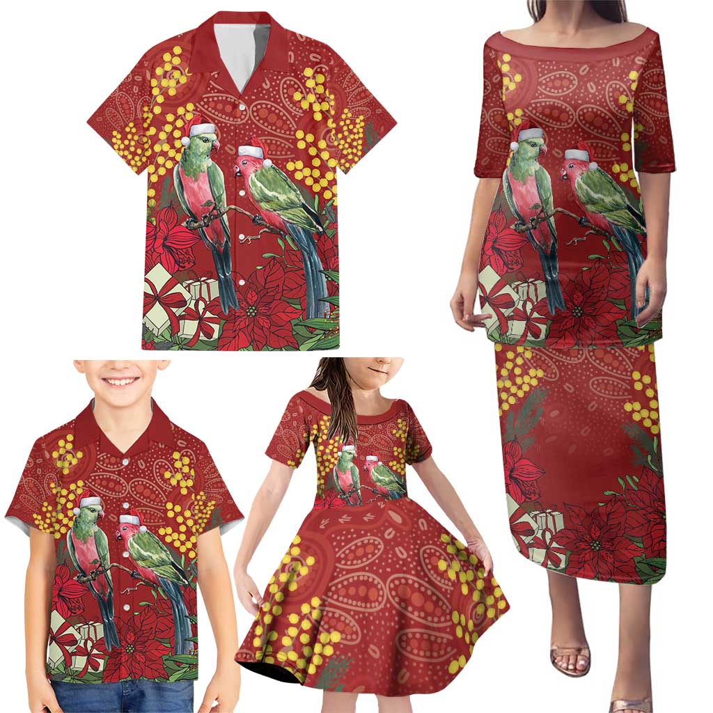 Merry Chrissie Australia King Parrots Family Matching Puletasi and Hawaiian Shirt Aboriginal Art - Aussie Hoodie