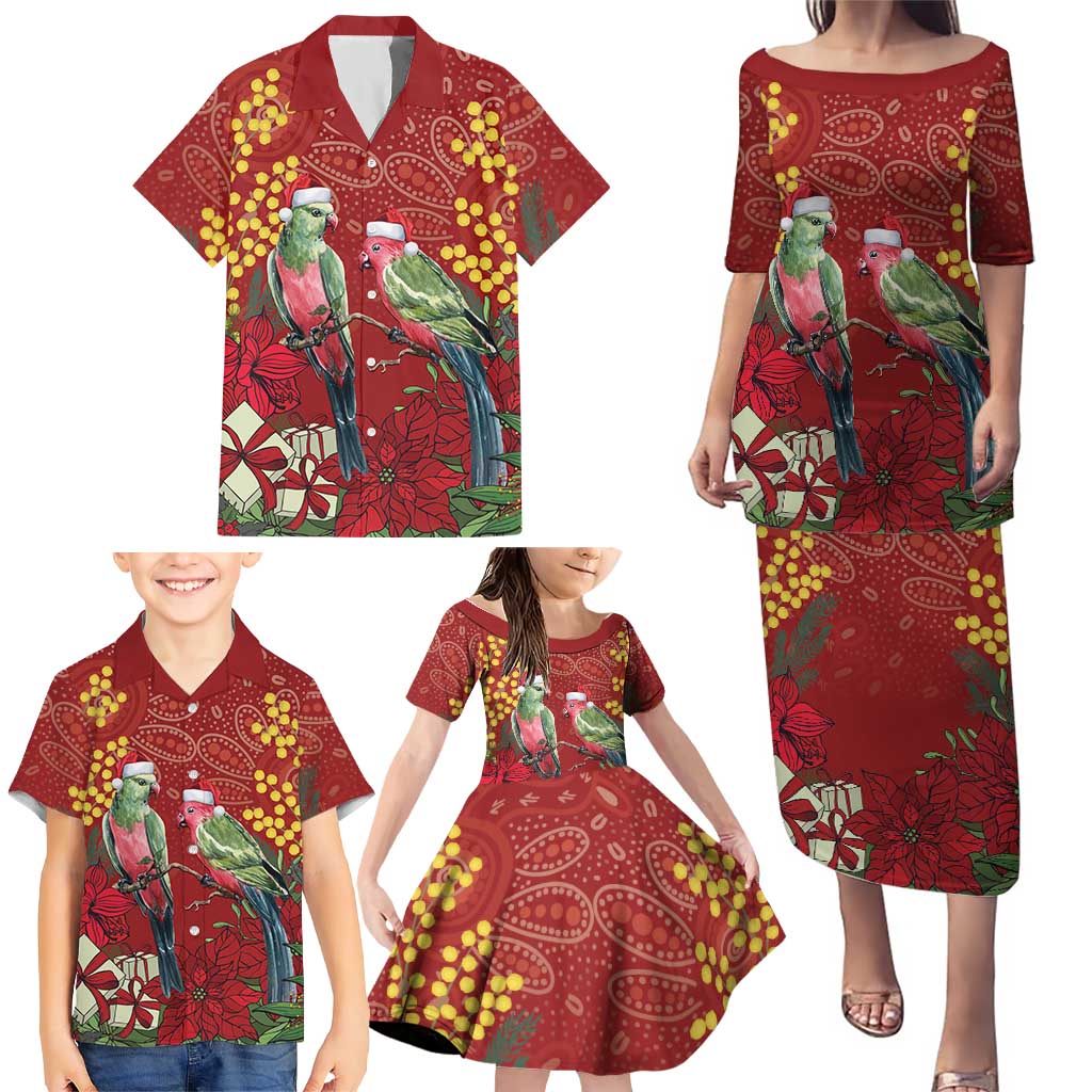 Merry Chrissie Australia King Parrots Family Matching Puletasi and Hawaiian Shirt Aboriginal Art - Aussie Hoodie
