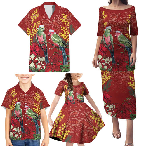 Merry Chrissie Australia King Parrots Family Matching Puletasi and Hawaiian Shirt Aboriginal Art - Aussie Hoodie