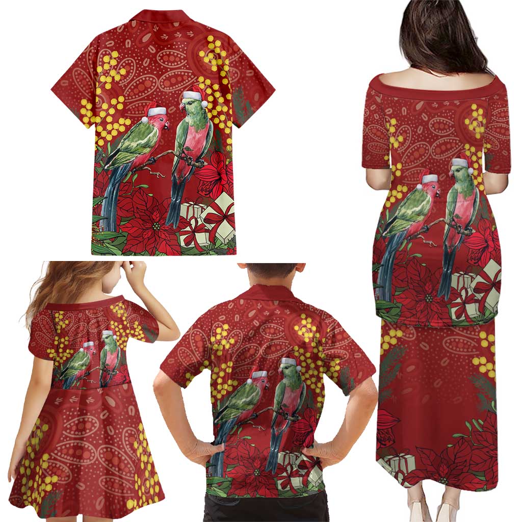 Merry Chrissie Australia King Parrots Family Matching Puletasi and Hawaiian Shirt Aboriginal Art - Aussie Hoodie