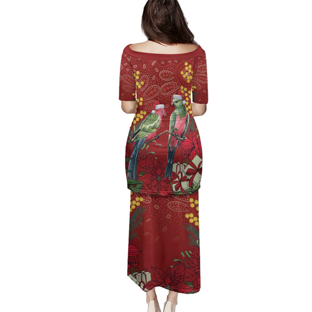 Merry Chrissie Australia King Parrots Family Matching Puletasi and Hawaiian Shirt Aboriginal Art - Aussie Hoodie