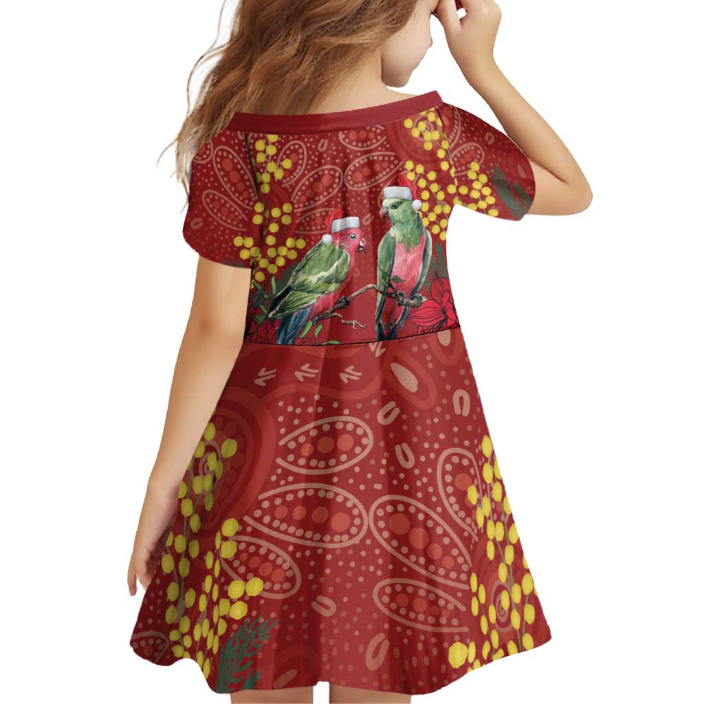 Merry Chrissie Australia King Parrots Family Matching Short Sleeve Bodycon Dress and Hawaiian Shirt Aboriginal Art - Aussie Hoodie