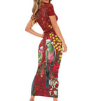 Merry Chrissie Australia King Parrots Family Matching Short Sleeve Bodycon Dress and Hawaiian Shirt Aboriginal Art - Aussie Hoodie