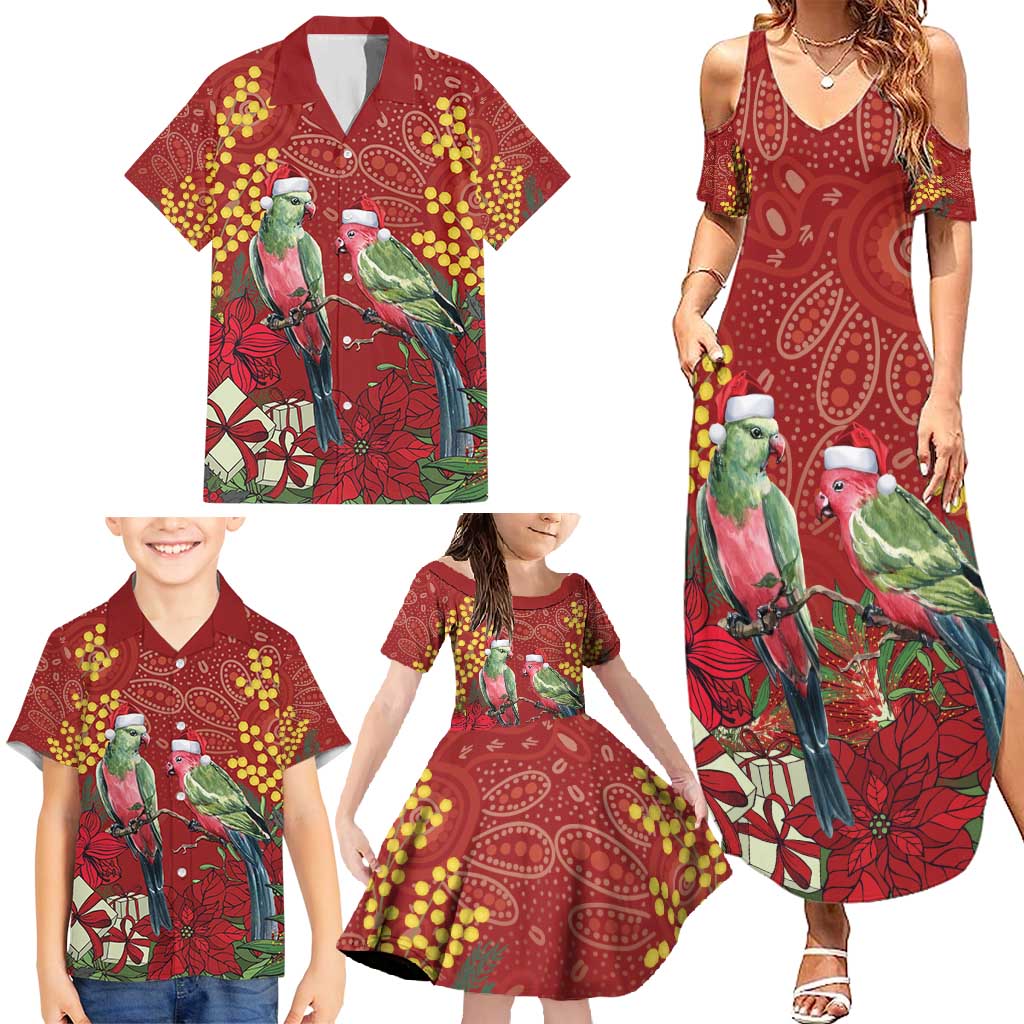 Merry Chrissie Australia King Parrots Family Matching Summer Maxi Dress and Hawaiian Shirt Aboriginal Art - Aussie Hoodie