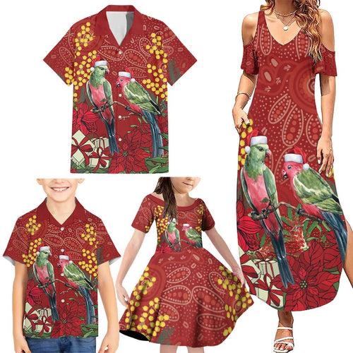 Merry Chrissie Australia King Parrots Family Matching Summer Maxi Dress and Hawaiian Shirt Aboriginal Art - Aussie Hoodie
