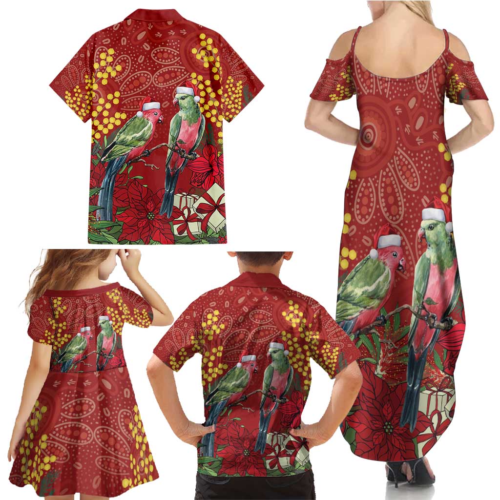 Merry Chrissie Australia King Parrots Family Matching Summer Maxi Dress and Hawaiian Shirt Aboriginal Art - Aussie Hoodie