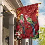Merry Chrissie Australia King Parrots Garden Flag Aboriginal Art - Aussie Hoodie